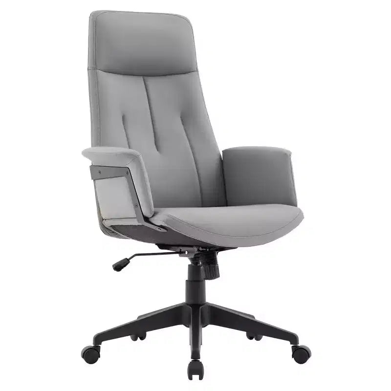 LeisureMod Aiaria Sedia da ufficio ergonomica in pelle con schienale alto Altezza regolabile, girevole e inclinabile, braccioli, sedia da scrivania moderna per ufficio domestico