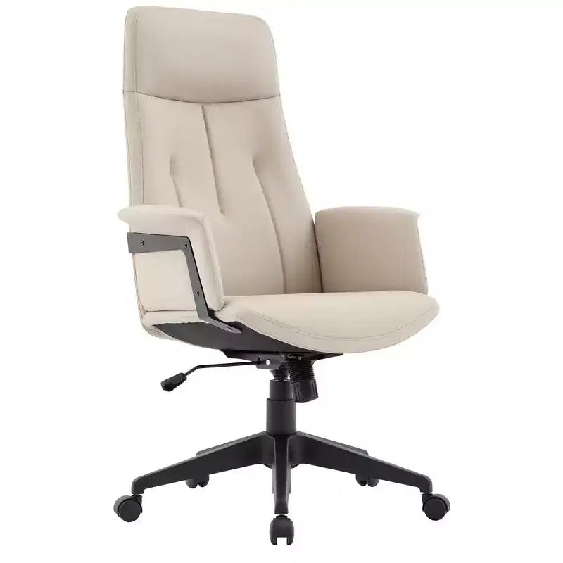 LeisureMod Aiaria Sedia da ufficio ergonomica in pelle con schienale alto Altezza regolabile, girevole e inclinabile, braccioli, sedia da scrivania moderna per ufficio domestico