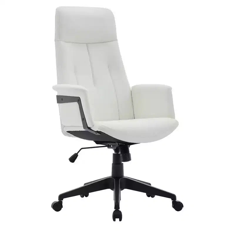 LeisureMod Aiaria Sedia da ufficio ergonomica in pelle con schienale alto Altezza regolabile, girevole e inclinabile, braccioli, sedia da scrivania moderna per ufficio domestico