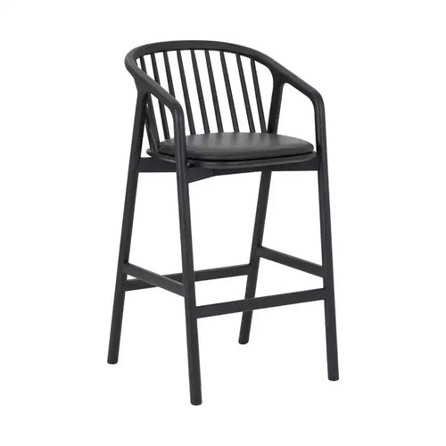 Armen Living Echo Wood and Faux Leather Barstool