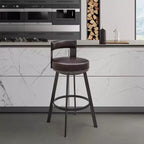 Sgabello da bar Armen Living 26 Flynn in metallo con similpelle, girevole, altezza bancone