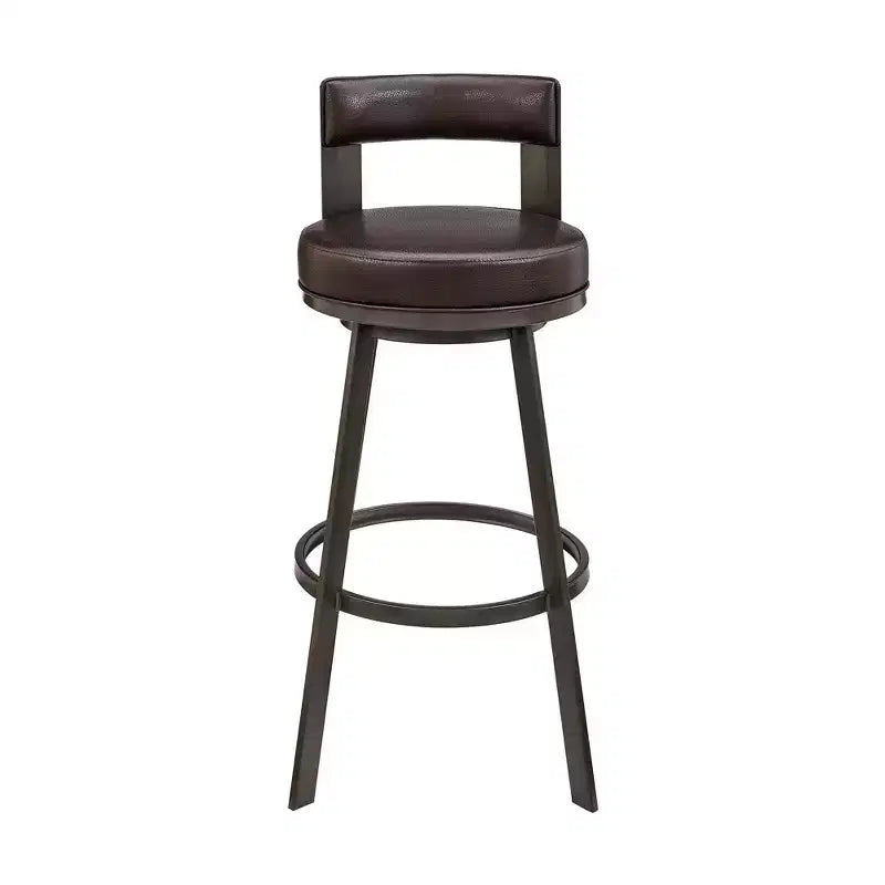 Sgabello da bar Armen Living 26 Flynn in metallo con similpelle, girevole, altezza bancone