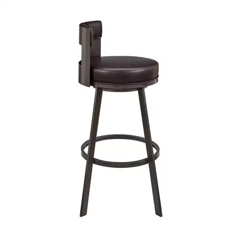 Sgabello da bar Armen Living 26 Flynn in metallo con similpelle, girevole, altezza bancone
