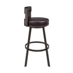 Sgabello da bar Armen Living 26 Flynn in metallo con similpelle, girevole, altezza bancone