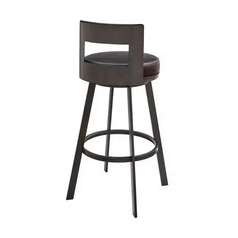 Sgabello da bar Armen Living 26 Flynn in metallo con similpelle, girevole, altezza bancone