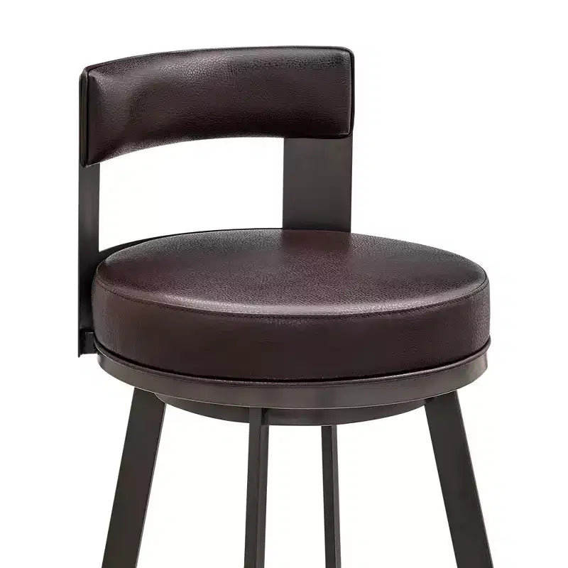 Sgabello da bar Armen Living 26 Flynn in metallo con similpelle, girevole, altezza bancone