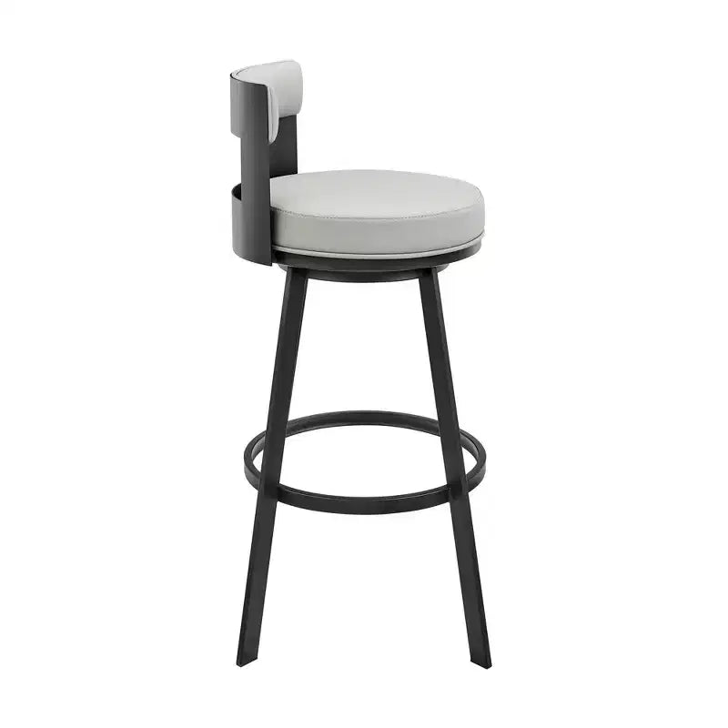 Sgabello da bar Armen Living 26 Flynn in metallo con similpelle, girevole, altezza bancone