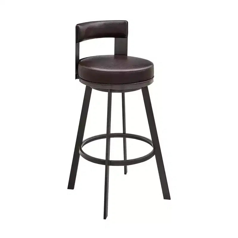 Sgabello da bar Armen Living 26 Flynn in metallo con similpelle, girevole, altezza bancone