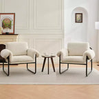 Hyleory Moore Metal Lambswool Upholstered Accent Chair for Bedroom Reception Area Reading Room Living Room(set of 2)