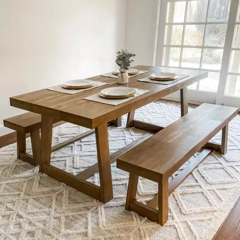 Tavolo da pranzo Plank+Beam 72 per 6 persone, in legno massello, stile classico rustico