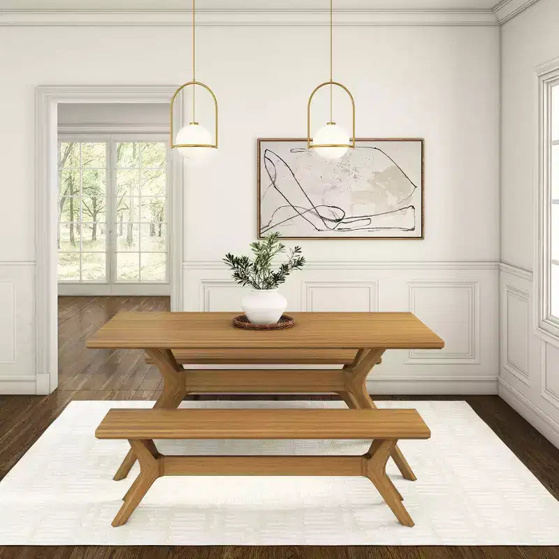 Panca da pranzo Verso Plank+Beam in legno massiccio, panca da ingresso da 60, panca minimalista per stanza