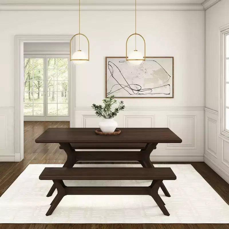 Panca da pranzo Verso Plank+Beam in legno massiccio, panca da ingresso da 60, panca minimalista per stanza