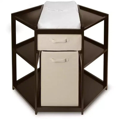 Badger Basket Diaper Corner Baby Changing Table with Hamper and Basket