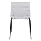LeisureMod Astor Sedie da pranzo in plastica, set da 4, design a onde d'acqua con gambe in acciaio inossidabile nero, sedie moderne d'accento per cucina, sala da pranzo