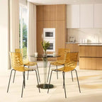 LeisureMod Astor Sedie da pranzo in plastica, set da 4, design a onde d'acqua con gambe in acciaio inossidabile nero, sedie moderne d'accento per cucina, sala da pranzo