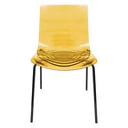 LeisureMod Astor Sedie da pranzo in plastica, set da 4, design a onde d'acqua con gambe in acciaio inossidabile nero, sedie moderne d'accento per cucina, sala da pranzo
