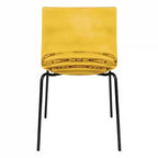 LeisureMod Astor Sedie da pranzo in plastica, set da 4, design a onde d'acqua con gambe in acciaio inossidabile nero, sedie moderne d'accento per cucina, sala da pranzo