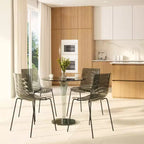 LeisureMod Astor Sedie da pranzo in plastica, set da 4, design a onde d'acqua con gambe in acciaio inossidabile nero, sedie moderne d'accento per cucina, sala da pranzo