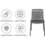 LeisureMod Astor Sedie da pranzo in plastica, set da 4, design a onde d'acqua con gambe in acciaio inossidabile nero, sedie moderne d'accento per cucina, sala da pranzo