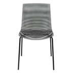 LeisureMod Astor Sedie da pranzo in plastica, set da 4, design a onde d'acqua con gambe in acciaio inossidabile nero, sedie moderne d'accento per cucina, sala da pranzo