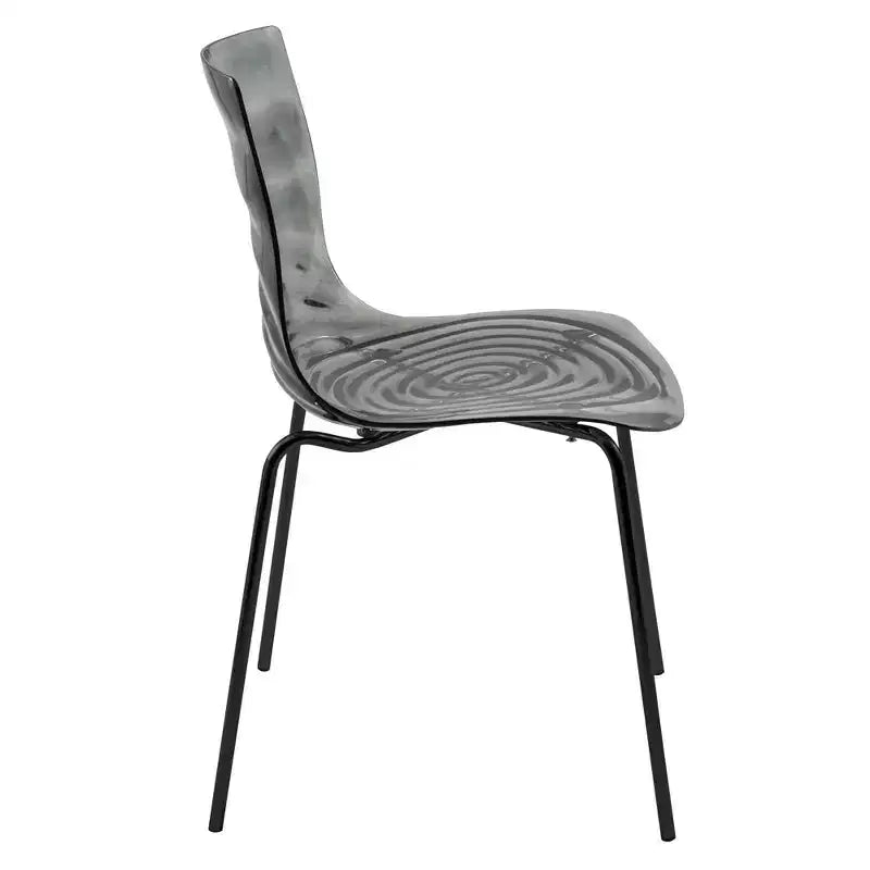 LeisureMod Astor Sedie da pranzo in plastica, set da 4, design a onde d'acqua con gambe in acciaio inossidabile nero, sedie moderne d'accento per cucina, sala da pranzo