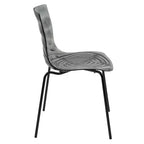 LeisureMod Astor Sedie da pranzo in plastica, set da 4, design a onde d'acqua con gambe in acciaio inossidabile nero, sedie moderne d'accento per cucina, sala da pranzo