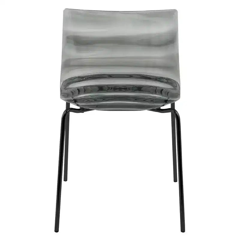 LeisureMod Astor Sedie da pranzo in plastica, set da 4, design a onde d'acqua con gambe in acciaio inossidabile nero, sedie moderne d'accento per cucina, sala da pranzo