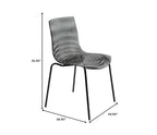 LeisureMod Astor Sedie da pranzo in plastica, set da 4, design a onde d'acqua con gambe in acciaio inossidabile nero, sedie moderne d'accento per cucina, sala da pranzo