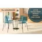 LeisureMod Astor Sedie da pranzo in plastica, set da 4, design a onde d'acqua con gambe in acciaio inossidabile nero, sedie moderne d'accento per cucina, sala da pranzo