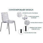 LeisureMod Astor Sedie da pranzo in plastica, set da 4, design a onde d'acqua con gambe in acciaio inossidabile nero, sedie moderne d'accento per cucina, sala da pranzo