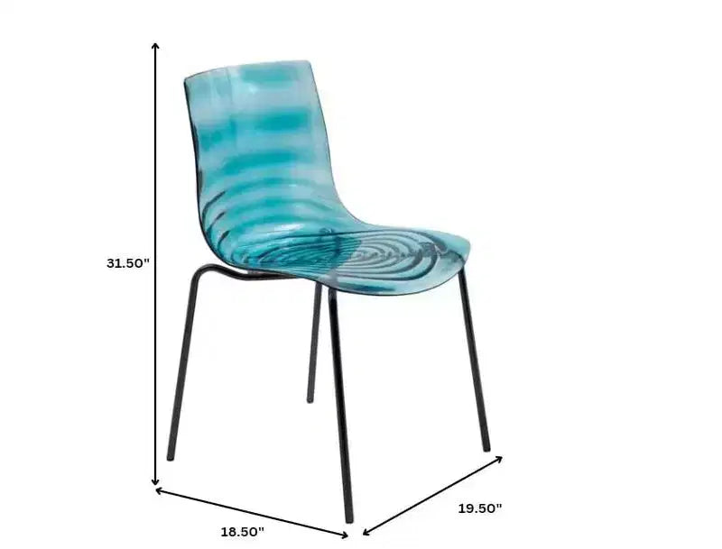 LeisureMod Astor Sedie da pranzo in plastica, set da 4, design a onde d'acqua con gambe in acciaio inossidabile nero, sedie moderne d'accento per cucina, sala da pranzo