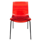 LeisureMod Astor Sedie da pranzo in plastica, set da 4, design a onde d'acqua con gambe in acciaio inossidabile nero, sedie moderne d'accento per cucina, sala da pranzo