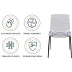 LeisureMod Astor Sedie da pranzo in plastica, set da 4, design a onde d'acqua con gambe in acciaio inossidabile nero, sedie moderne d'accento per cucina, sala da pranzo