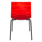 LeisureMod Astor Sedie da pranzo in plastica, set da 4, design a onde d'acqua con gambe in acciaio inossidabile nero, sedie moderne d'accento per cucina, sala da pranzo