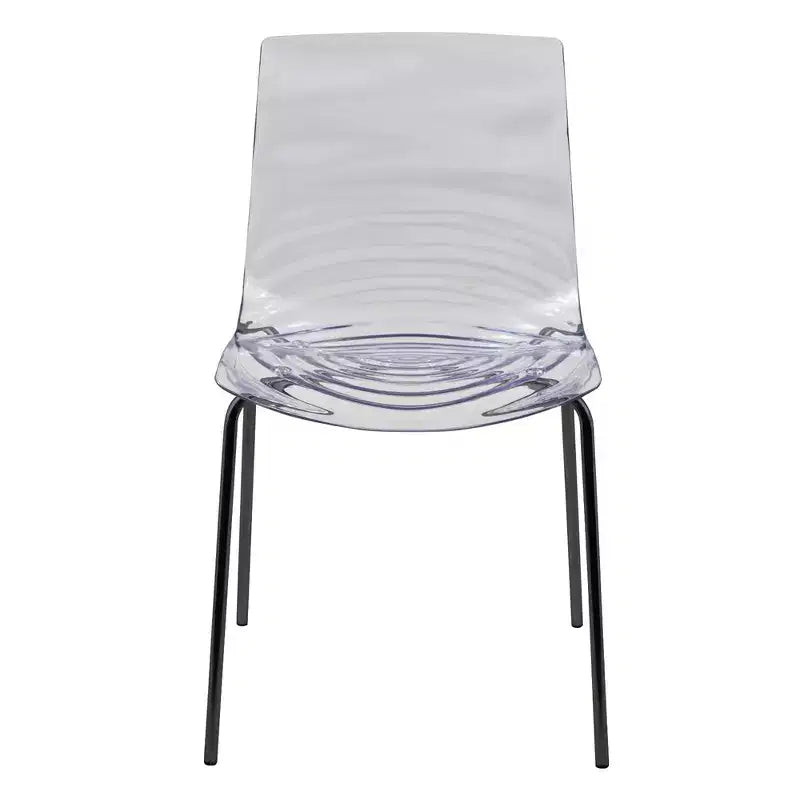 LeisureMod Astor Sedie da pranzo in plastica, set da 4, design a onde d'acqua con gambe in acciaio inossidabile nero, sedie moderne d'accento per cucina, sala da pranzo