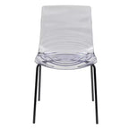LeisureMod Astor Sedie da pranzo in plastica, set da 4, design a onde d'acqua con gambe in acciaio inossidabile nero, sedie moderne d'accento per cucina, sala da pranzo