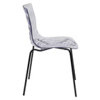 LeisureMod Astor Sedie da pranzo in plastica, set da 4, design a onde d'acqua con gambe in acciaio inossidabile nero, sedie moderne d'accento per cucina, sala da pranzo