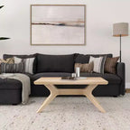 Tavolino rettangolare in legno massello Plank+Beam con gambe incrociate, 40 Tavolino da salotto