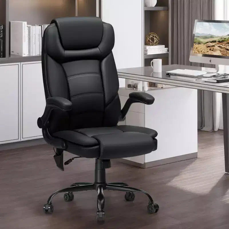 Poltrona da ufficio reclinabile in pelle Hoffree, sedia girevole ergonomica con supporto lombare gonfiabile e braccioli