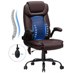 Poltrona da ufficio reclinabile in pelle Hoffree, sedia girevole ergonomica con supporto lombare gonfiabile e braccioli