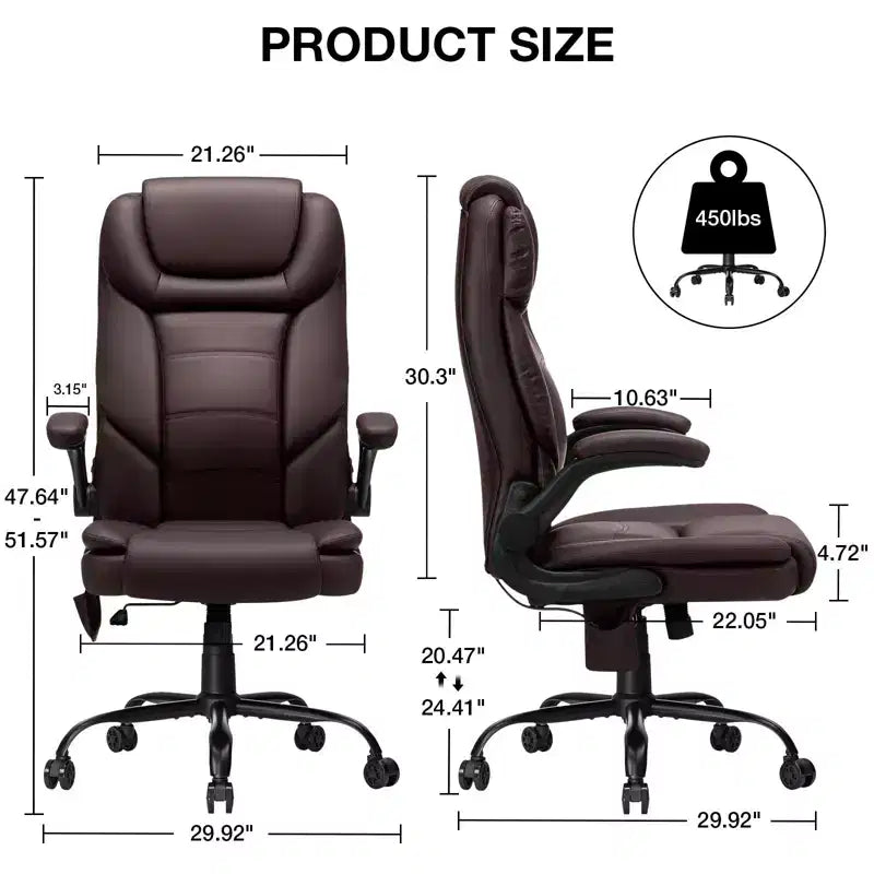 Poltrona da ufficio reclinabile in pelle Hoffree, sedia girevole ergonomica con supporto lombare gonfiabile e braccioli