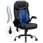 Poltrona da ufficio reclinabile in pelle Hoffree, sedia girevole ergonomica con supporto lombare gonfiabile e braccioli