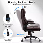 Poltrona da ufficio reclinabile in pelle Hoffree, sedia girevole ergonomica con supporto lombare gonfiabile e braccioli
