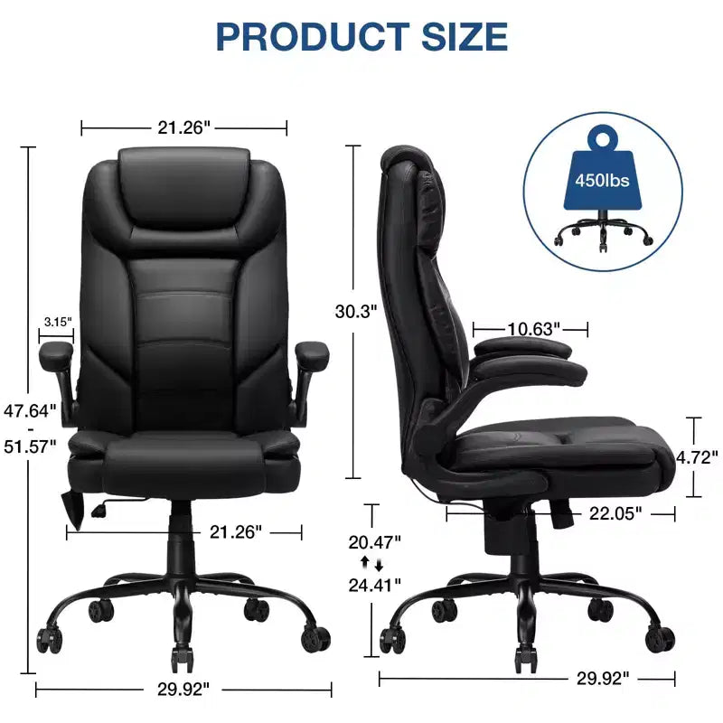 Poltrona da ufficio reclinabile in pelle Hoffree, sedia girevole ergonomica con supporto lombare gonfiabile e braccioli