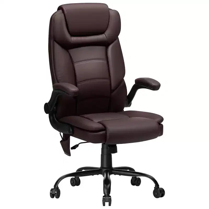 Poltrona da ufficio reclinabile in pelle Hoffree, sedia girevole ergonomica con supporto lombare gonfiabile e braccioli