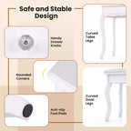 Set toeletta Costway con specchio a tre ante e luci LED, 4 cassetti e ripiano aperto Bianco/Nero