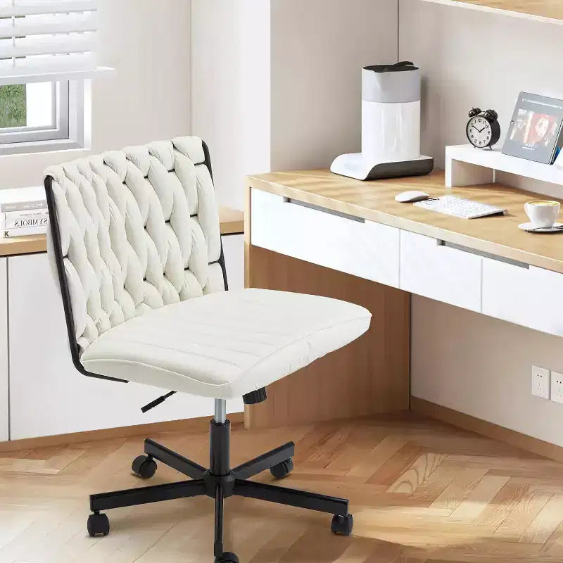 Sedia Erommy Criss Cross, Tessuto Felpato Premium Imbottito Senza Braccioli, Seduta Larga, Sedia da Ufficio Regolabile con Ruote Girevoli a 360°