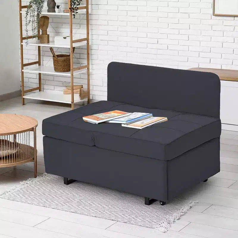 Erommy Poltrona Letto 3 in 1, Divano Letto Estraibile con Schienale Regolabile in 5 Posizioni e Rivestimento in Finta Biancheria
