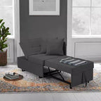 Erommy Poltrona Letto 3 in 1, Divano Letto Estraibile con Schienale Regolabile in 5 Posizioni e Rivestimento in Finta Biancheria