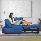 Erommy Poltrona Letto 3 in 1, Divano Letto Estraibile con Schienale Regolabile in 5 Posizioni e Rivestimento in Finta Biancheria